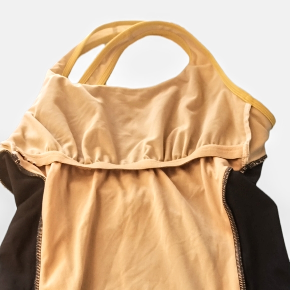 Land's End one piece bathing suit, navy, white, yellow trim. Size 6 - Picture 5 of 12